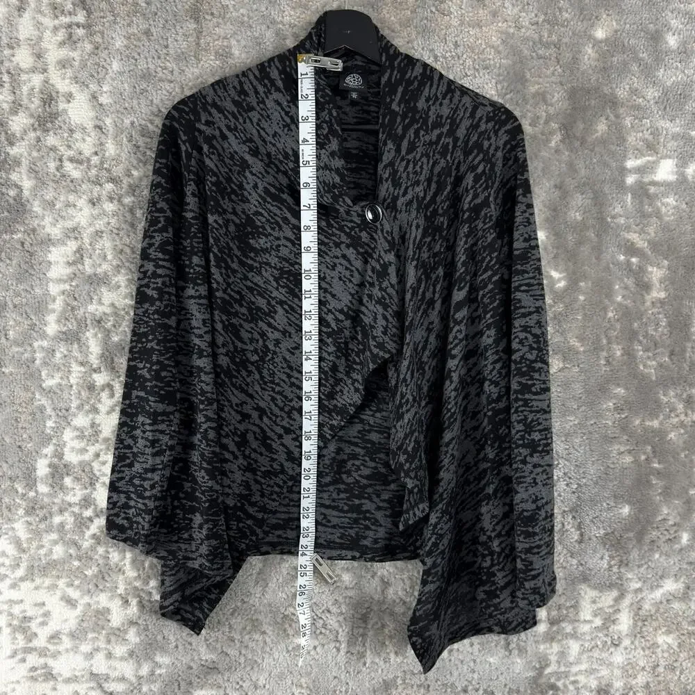 Bobeau Petite Size Sp Abstract Button Cardigan Sweater Gray‎ Long Sleeve